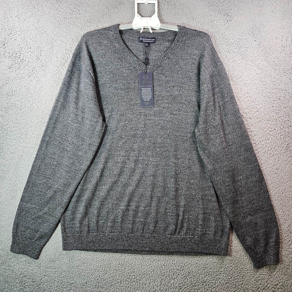 $99 NWT Hart Schaffner Marx 2XT 2X Tall Sweater Men Merino Wool V-Neck Gray NEW